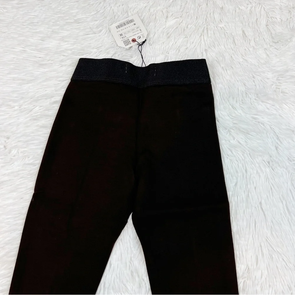 Zara‎ high waisted skinny pants in brown button details elastic waist